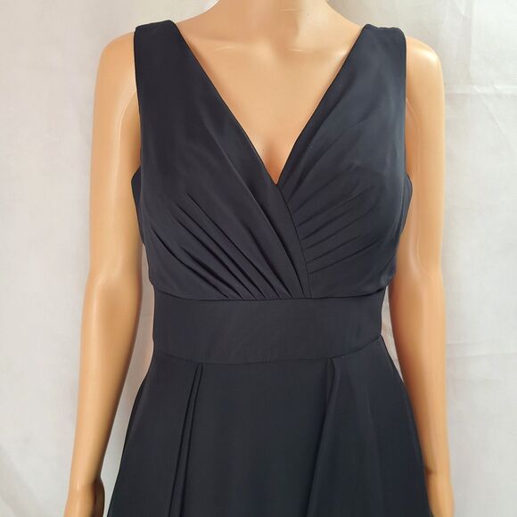 New Special Occasion (8) Black Chiffon Sleeveless Pleated Knee Length Dress - Picture 2 of 9